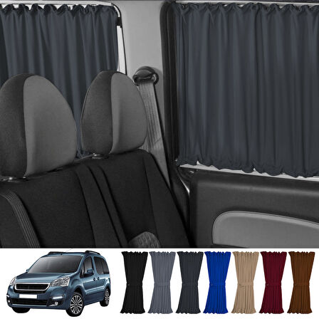 Peugeot Partner Tepee 2008-2018 Uyumlu Füme Raylı Oto Perde Takımı