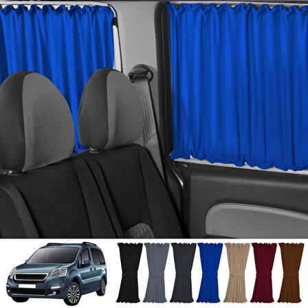 Peugeot Partner Tepee 2008-2018 Uyumlu Mavi Raylı Oto Perde Takımı