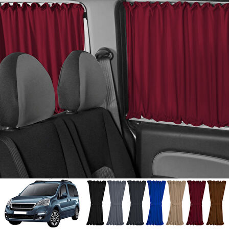 Peugeot Partner Tepee 2008-2018 Uyumlu Bordo Raylı Oto Perde Takımı
