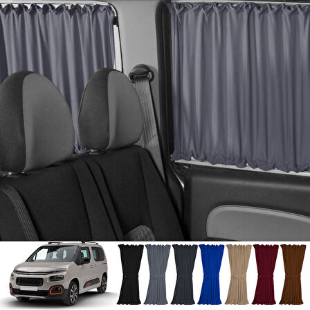 Citroen Berlingo 2.nesil 2008-2018 Uyumlu Gri Raylı Oto Perde Takımı