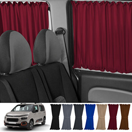 Citroen Berlingo 2.nesil 2008-2018 Uyumlu Bordo Raylı Oto Perde Takımı