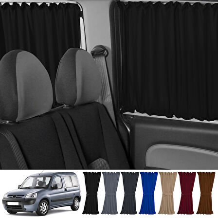 Peugeot Partner 1996-2008 Uyumlu Siyah Raylı Oto Perde Takımı