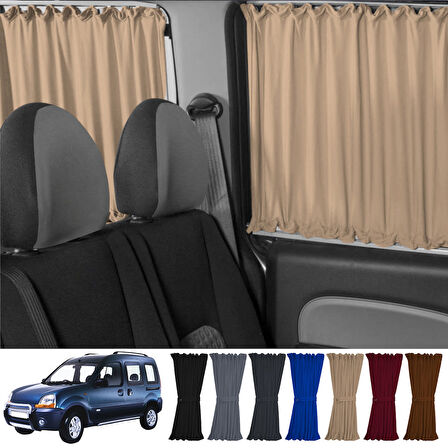 Renault Kangoo 1 . Nesil Kısa Şase 1997-2009 Uyumlu Krem Raylı Oto Perde Takımı