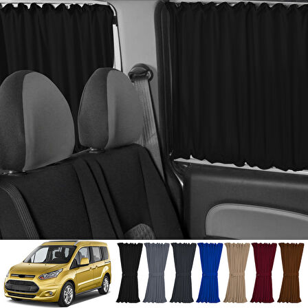 Ford Connect 1.nesil 2002-2013 Uyumlu Siyah Raylı Oto Perde Takımı