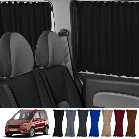 Ford Tourneo Courier 2014+ Uyumlu Siyah Raylı Oto Perde Takımı