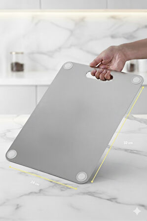 Kapris Paslanmaz Çelik Antibakteriyel Kesme Tahtası 32X24 Cm