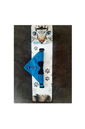 Jooys Kadife Zilli Fularlı Kedi Boyun Tasması Lacivert