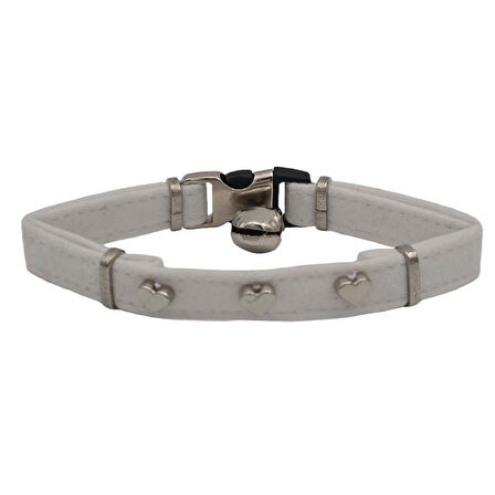 Jooys Kadife Zilli Kalpli Kedi Boyun Tasması Beyaz