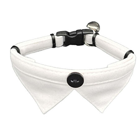 Jooys Kadife Zilli Yakalı Kedi Boyun Tasması Beyaz