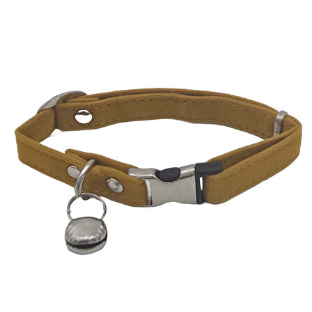 Jooys Kadife Zilli Kedi Boyun Tasması Hardal