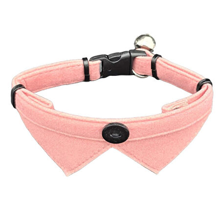 Jooys Kadife Zilli Yakalı Kedi Boyun Tasması Pudra