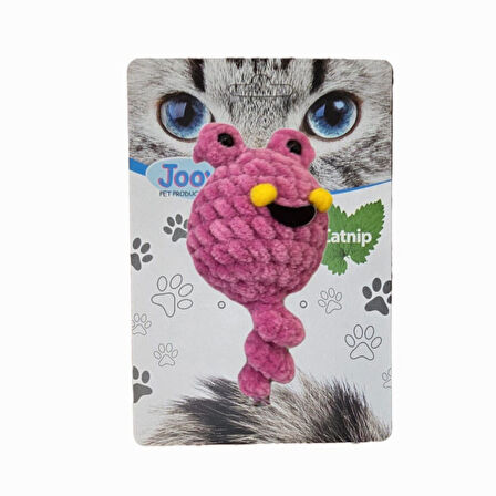 Jooys Catnip'li Kuyruklu Kadife Gülen Surat Kedi Oyuncağı Pembe