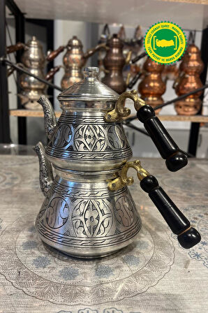 BAKIR BÜYÜK SELÇUK ÇAYDANLIK AĞIR OYMA İŞLEME GRİ