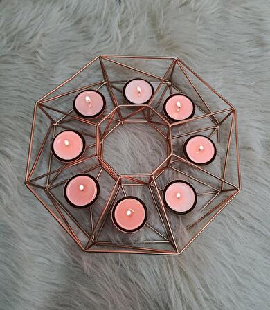 DEKORATİF METAL TEALIGHT MUMLUK 8 HAZNELİ 28CM