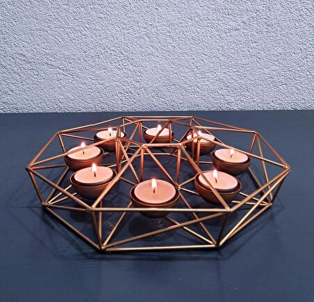 DEKORATİF METAL TEALIGHT MUMLUK 8 HAZNELİ 28CM