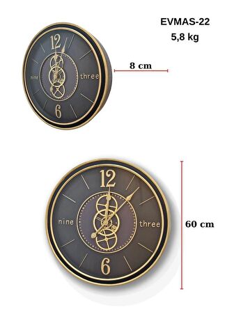 MODENA ÇARKLI METAL DUVAR SAATİ 60CM