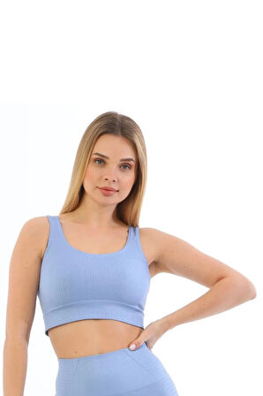 Premium Göğüs Toparlayıcı Sarkma Önleyen Spor Günlük Kalın Askılı Pedli Fitilli Crop Büstiyer