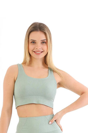 Premium Göğüs Toparlayıcı Sarkma Önleyen Spor Günlük Kalın Askılı Pedli Fitilli Crop Büstiyer