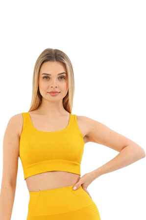 Premium Göğüs Toparlayıcı Sarkma Önleyen Spor Günlük Kalın Askılı Pedli Fitilli Crop Büstiyer