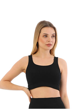 Premium Göğüs Toparlayıcı Sarkma Önleyen Spor Günlük Kalın Askılı Pedli Fitilli Crop Büstiyer