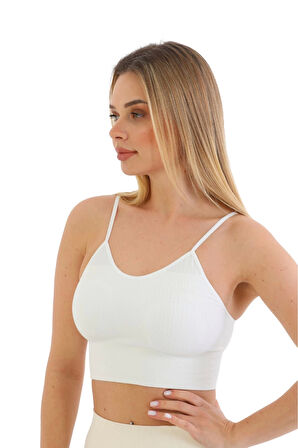 Özel Üretim Göğüs Toparlayıcı Sarkma Önleyen Spor Günlük İnce İp Askılı Pedli Fitilli Crop Büstiyer