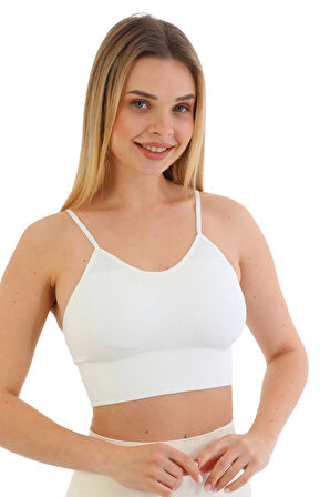 Özel Üretim Göğüs Toparlayıcı Sarkma Önleyen Spor Günlük İnce İp Askılı Pedli Fitilli Crop Büstiyer