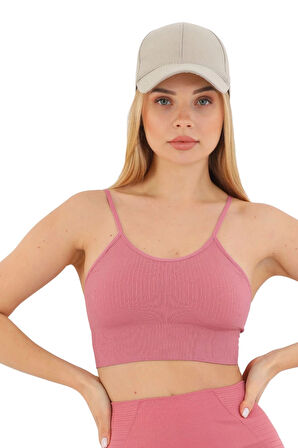 Özel Üretim Göğüs Toparlayıcı Sarkma Önleyen Spor Günlük İnce İp Askılı Pedli Fitilli Crop Büstiyer