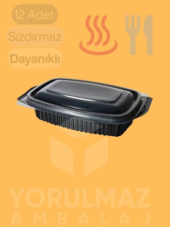 📶♨️ 🍴500 Cc Pp Kapaklı Sıcak Yemek Kabı 12’li – Mikrodalgaya Uygun Sızdırmaz Paket Servis Kabı