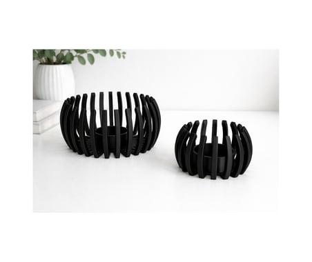 2 Li Siyah Kafes Mumluk Seti Modern Dekoratif Led & Tealight Mumluk