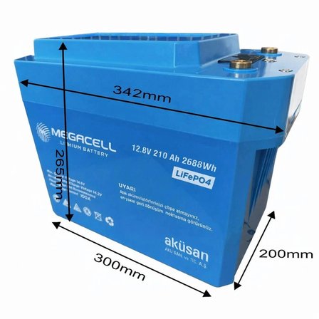 Megacell 12.8V 210Ah LiFePO4 Lityum Demir Fosfat Akü(Prizmatik)(Bluetoothlu)(ABS)