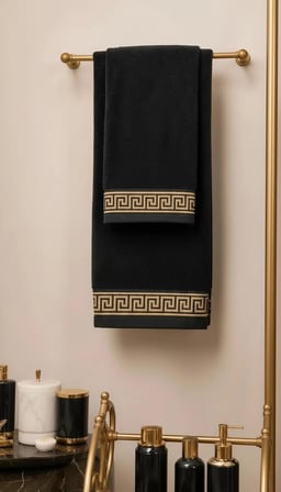 %100 Pamuk Kadife Bornoz Seti 4 Parça - Greek Desen Lüks Hamam/Çeyizlik Banyo Havlu Ve Bornoz Takımı