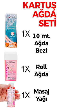 LA FRENTE KARTUŞ AĞDA SETİ 10 MT AĞDA BEZİ 1 ADET PUDRALI KARTUŞ AĞDA ÇİLEK AĞDA YAĞI