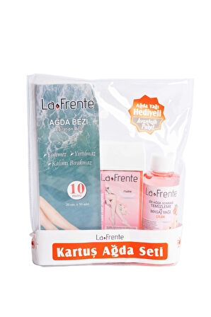 LA FRENTE KARTUŞ AĞDA SETİ 10 MT AĞDA BEZİ 1 ADET PUDRALI KARTUŞ AĞDA ÇİLEK AĞDA YAĞI