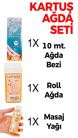 LA FRENTE KARTUŞ AĞDA SETİ 10 MT AĞDA BEZİ 1 ADET NATUREL KARTUŞ AĞDA MANGO AĞDA YAĞI