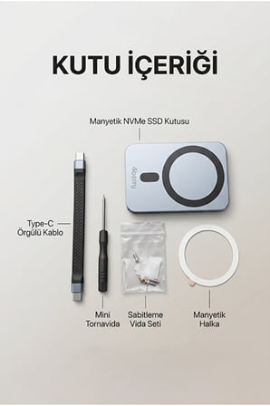 2TB NVMe SSD’li Telefon Uyumlu Manyetik Taşınabilir Bellek – TV’ye Görüntü Aktarımı, PC ve Telefona Veri Transferi