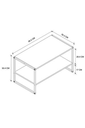 Bofigo 50x90 Metal Orta Sehpa Dikdörtgen Orta Sehpa Raflı Kahve Sehpası Beyaz