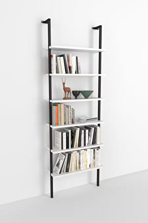 Bofigo 6 Raflı Duvara Monte Kitaplık Dekoratif Kitaplık Beyaz