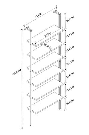 Bofigo 6 Raflı Duvara Monte Kitaplık Dekoratif Kitaplık Beyaz