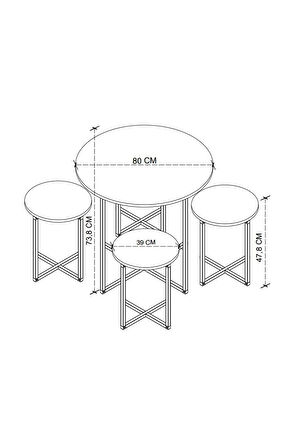 Mutfak Masası 4 Kişilik Masa Takımı Yemek Masası Yuvarlak Masa Seti Çam