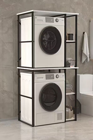 Bofigo Çamaşır Makinesi Dolabı Kurutma Makinesi Dolabı Metal Banyo Dolabı Mısra Beyaz