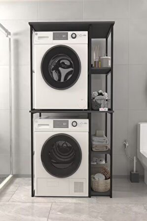Bofigo Çamaşır Makinesi Dolabı Kurutma Makinesi Dolabı Metal Banyo Dolabı Mısra Antrasit