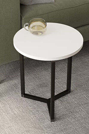 Bofigo 4lü Orta Sehpa Yan Sehpa Dekoratif Sehpa Metal Sehpa Yonca Beyaz