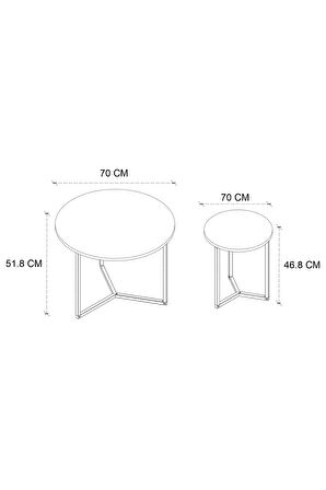 Bofigo 4lü Orta Sehpa Yan Sehpa Dekoratif Sehpa Metal Sehpa Yonca Beyaz