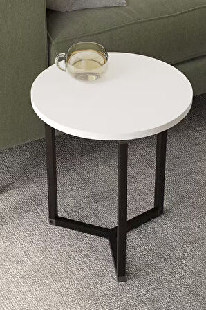 Bofigo 4lü Orta Sehpa Yan Sehpa Dekoratif Sehpa Metal Sehpa Yonca Beyaz