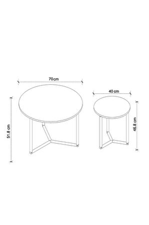 Bofigo 4lü Orta Sehpa Yan Sehpa Dekoratif Sehpa Metal Sehpa Yonca Çam