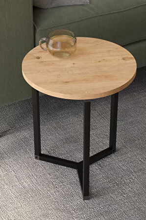 Bofigo 4lü Orta Sehpa Yan Sehpa Dekoratif Sehpa Metal Sehpa Yonca Çam