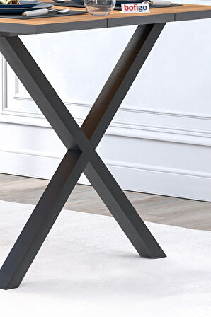 Bofigo Yemek Masası Metal Ayaklı Mutfak Masası Luna  85 x 150 Cm X Ayaklı Çam