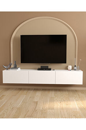 Bofigo TV Ünitesi TV Sehpası Düşer Kapaklı Tv Ünitesi Televizyon Sehpası 180 Cm Marvel Beyaz