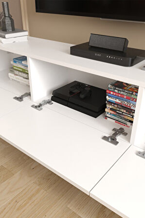 Bofigo TV Ünitesi TV Sehpası Düşer Kapaklı Tv Ünitesi Televizyon Sehpası 180 Cm Marvel Beyaz