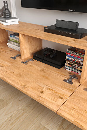 TV Ünitesi TV Sehpası Düşer Kapaklı Tv Ünitesi Televizyon Sehpası 180 Cm Marvel Çam